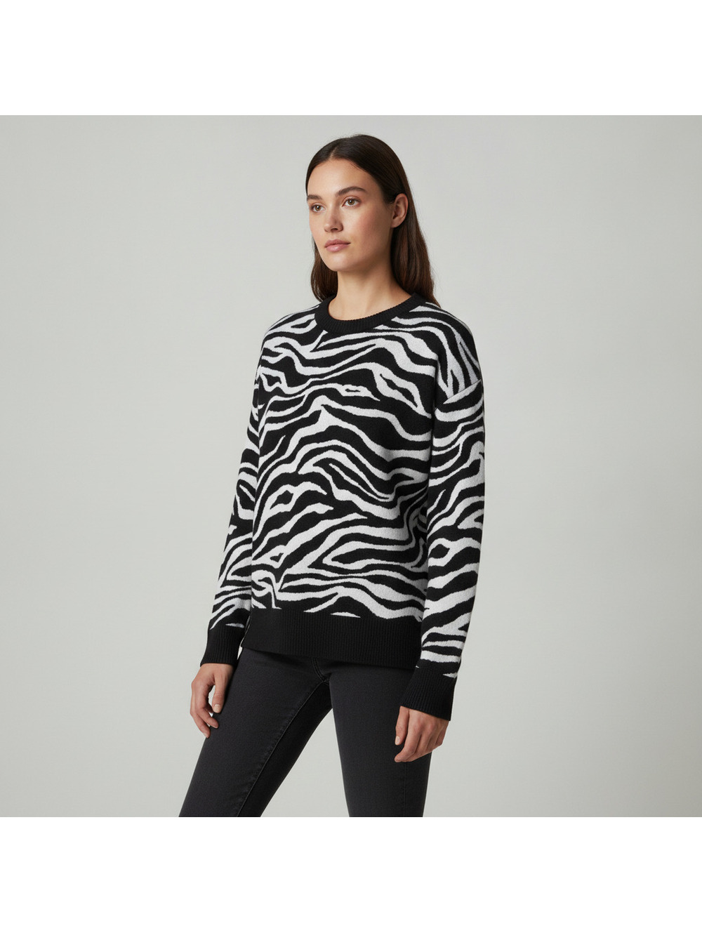 Black White Zebra Print Sweater